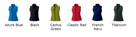 Softshell Gilet Colour Choices